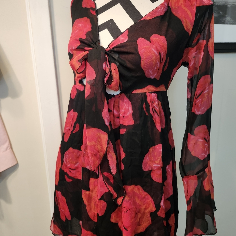 Urban Outfitters One Shoulder Black and Red Dress